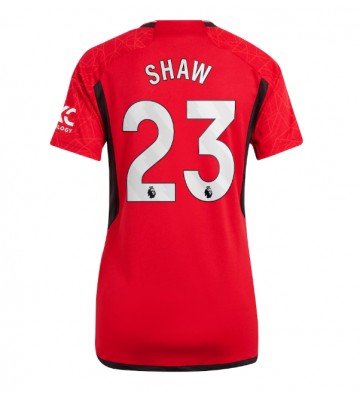 Lacne Ženy Futbalové dres Manchester United Luke Shaw #23 2023-24 Krátky Rukáv - Domáci